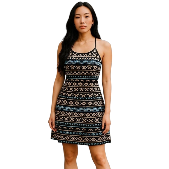 White House Black Market Embroidered Geometric Striped Mini Dress Womens Size 14 - Picture 1 of 10